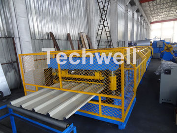 Customized Trapezoidal Profile Roof Roll Forming Machine With Hydraulic Post Cutting Device